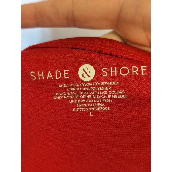 Shade & Shore Red Bikini Bottom Ruched High Leg Swimwear Womens Size M - Picture 3 of 5